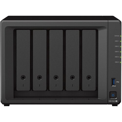 [DS1522+] Synology 5-bay DiskStation (up to 15-bay), Dual Core 2.6 GHz (turbo to 3.1 GHz), 8GB RAM upto 32 GB, Built-in two M.2 NVMe SSD slots ,10GbE Network Upgrade Slot