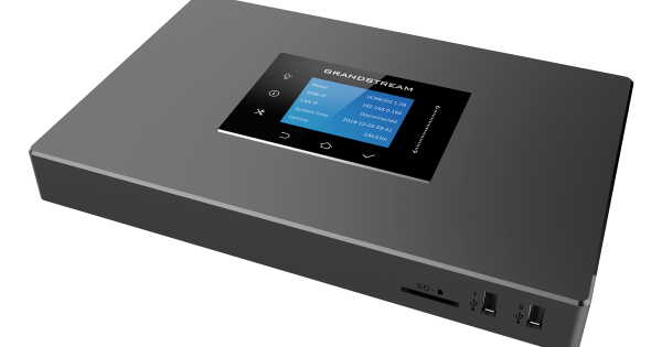 [UCM6302] ราคา ขาย จำหน่าย Grandstream IP PBX with 2FXO+2FXS 3 LAN&WAN GigE ;150 Concurrent call with 1,000 users; LCD touch screen , 3 VDO Room 20 Parties