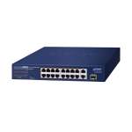 [FGSD-1821P] Planet 16-Port 10/100TX 802.3at PoE + 2-Port 10/100/1000T + 1-Port Shared 1000X SFP Desktop Switch (185 Watts)