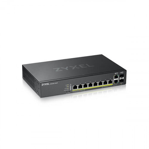 [GS2220-10HP] ราคา จำหน่าย Zyxel 8-port GbE L2 PoE+ Switch with 2 combo (SFP/RJ-45) GbE Uplink, 180 Watt (Desktop size with rackmount kit)