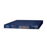 [GSW-1820VHP] Planet 16-Port 10/100/1000T 802.3at PoE + 2-Port Gigabit SFP Ethernet Switch with LCD PoE Monitor