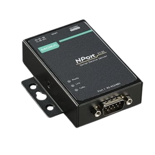 [NPort 5130] Moxa 1-port device server, 10/100M ethernet, RS-422/485 DB9 male, 12~48 VDC, 0~55°C